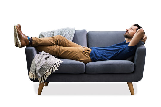 Man Relaxing On Sofa