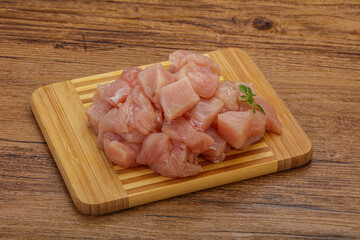 Raw diced chicken for cooking