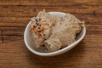 Herring butter spread in the bowl