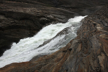 Flowing water rushing down the rocks, Norway