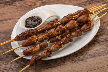 Asian cuisine - chicken hearts skewer