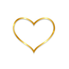 Gold paper heart isolated on white background. Vector illustration..