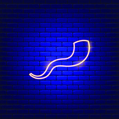 Vector illustration of shofar neon icon. Concept Holiday Rosh Hashanah. Jewish New Year sign.