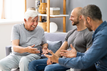 Grandpa Talking With Grandson And Son