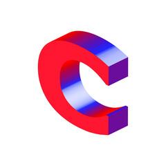 Isometric alphabet font C. 3d effect letters, numbers and symbols with shadows. Stock vector typeface for any typography design. 