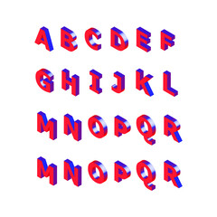 Isometric alphabet font. 3d effect letters, numbers and symbols. Stock vector typeface for any typography design.