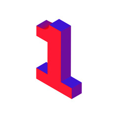 3D Red Isometric number 1. Vector