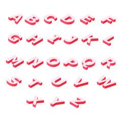 Isometric alphabet font. 3d effect letters, numbers and symbols. Stock vector typeface for any typography design.