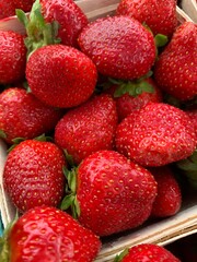 strawberries in a basket.