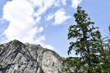 Swiss Alps, mountain view in summer, long-range plan. Gelmerbahn station.