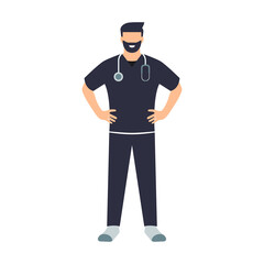 Obraz premium Doctor. Médico o enfermero. Hospital o clínica. Personal de salud. Ilustración vectorial estilo plano. Cuida tu salud