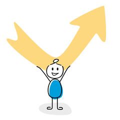 Comic Style steigende Kurve als Vektor Grafik mit Strichm&auml;nnchen aus verschiedene Bereichen. Verwendbar f&uuml;r Pr&auml;sentationen, Graphiken, Poster oder Logos. 