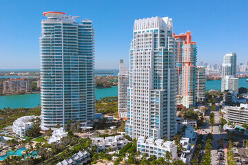 Aerial view South Pointe Beach, Miami, Florida,
