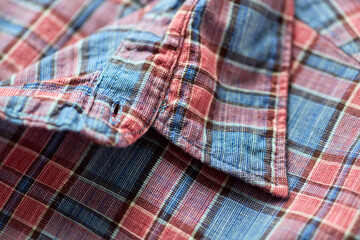 Close up of Men's checkered shirt.	
