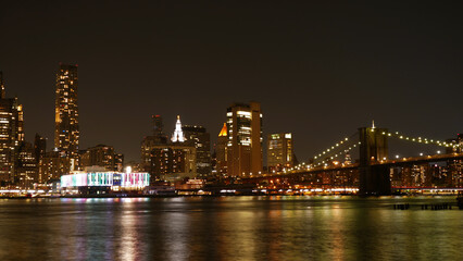 Naklejka na ściany i meble landscape photo of lower Manhattan night time 