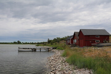 Fototapeta na wymiar Fishing village Sysne at Gotland, Baltic Sea Sweden