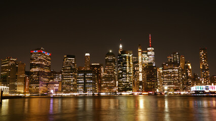 Naklejka premium landscape photo of lower Manhattan night time 