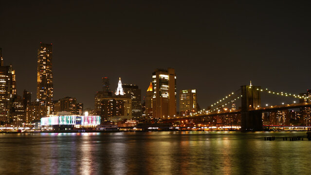 landscape photo of lower Manhattan night time © mimilee