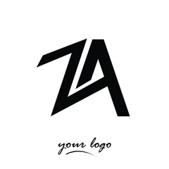 Abstract letter AZ logo white vector - obrazy, fototapety, plakaty