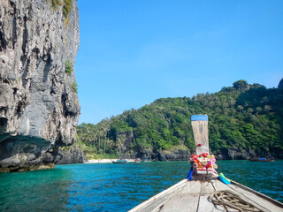 Boat in Ao nang bay, Thailand. Front view