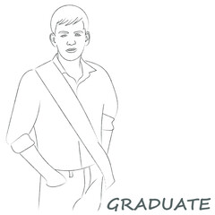 College graduate guy, guy in a shirt and trousers, guy holds hands in pockets