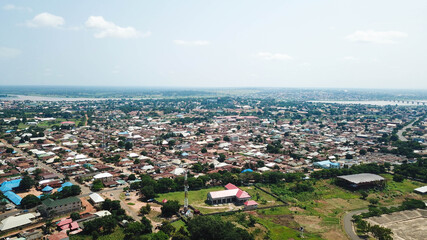 Fototapeta premium Beautiful aerial landscape view of Makurdi City, Benue State Nigeria 