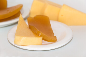 Sweet potato and quince cheese and sweet. Traditional dessert of Uruguayan and Argentine gastronomy