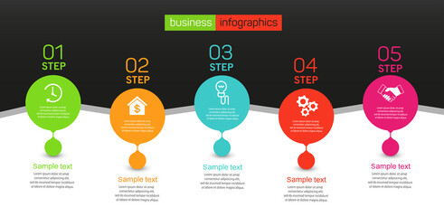 Infographics design vector  concept with 5 options, steps or processes