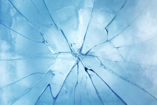 Closeup of a cracked ice texture. Studio macro shot.