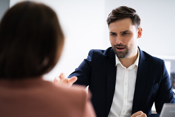 Angry Employer Bullying Unhappy Stressed Employee