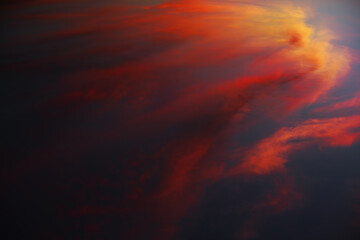 Fototapeta na wymiar Panoramic view of clouds at sunset in the sky.