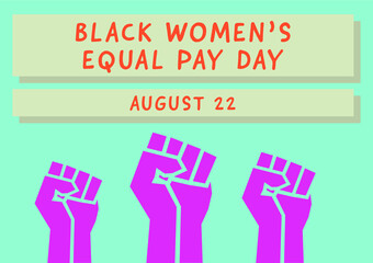 Black Women's Equal Pay Day vector with pink blm fists