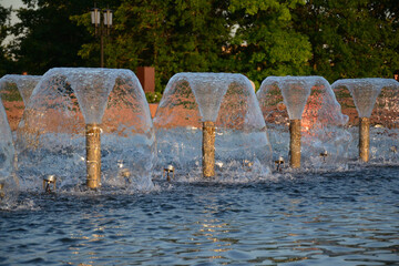 Beauty fountain in a city park in Moscow