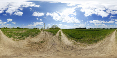 Fototapeta na wymiar Villade gravel road HDRI Panorama