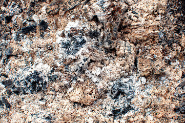 Burnt coal in the grill. Coal texture or background in grunge style. Close up macro.