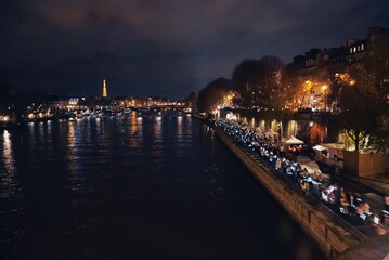 Landscape, night lights, night view, architecture, river 