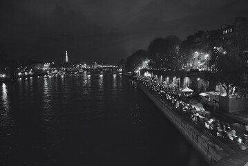 Landscape, night lights, night view, architecture, river