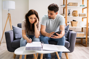 Family In Financial Trouble Having Stress Over Debt
