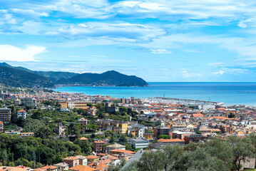 Fototapeta na wymiar Tigullio bay - Chiavari, Lavagna and Sestri Levante - Ligurian sea - Italy.