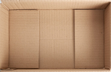 empty open cardboard brown box, bottom