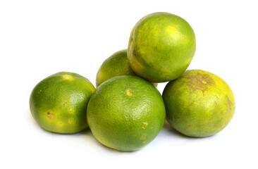 Ripe mandarin citrus isolated tangerine mandarine orange on white background. 