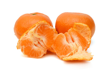 Ripe mandarin citrus isolated tangerine mandarine orange on white background. 