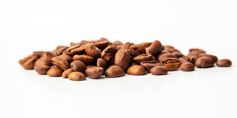Naklejka premium Group of coffee beans isolated on white background. Selective focus.