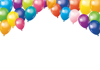 ハッピーで楽しそうなイメージの背景イラスト：風船バルーン白バック｜Background illustration of balloons © globeds