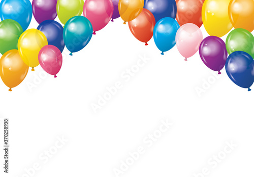ハッピーで楽しそうなイメージの背景イラスト 風船バルーン白バック Background Illustration Of Balloons Advertisement Wall Mural Advertiseme Globeds