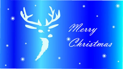 Obraz na płótnie Canvas Flatley Christmas. Festive Christmas background. New Year's and Christmas. Deer on a bright blue background and the inscription Merry Christmas