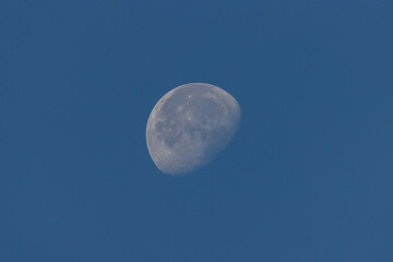 Moon during daytime in clear blue skies
