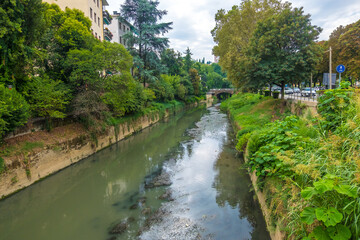 Fototapeta na wymiar View of Retrone river in Vicenza, Italy