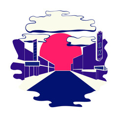 city street perspective illustration