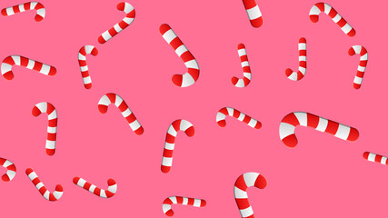 Christmas Candy Cane Round white and red sweet set. Seamless Pattern Decoration. Wrapping paper, textile template. Blue background